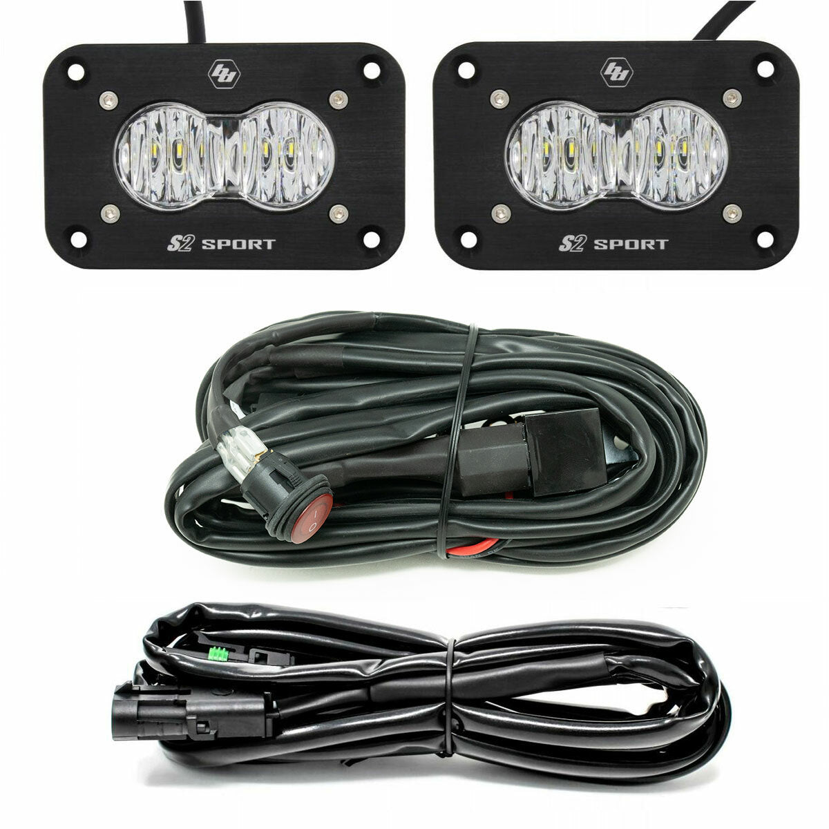 Baja Designs LED Work Light Clear Lens Flush Mount Kit S2 Sport