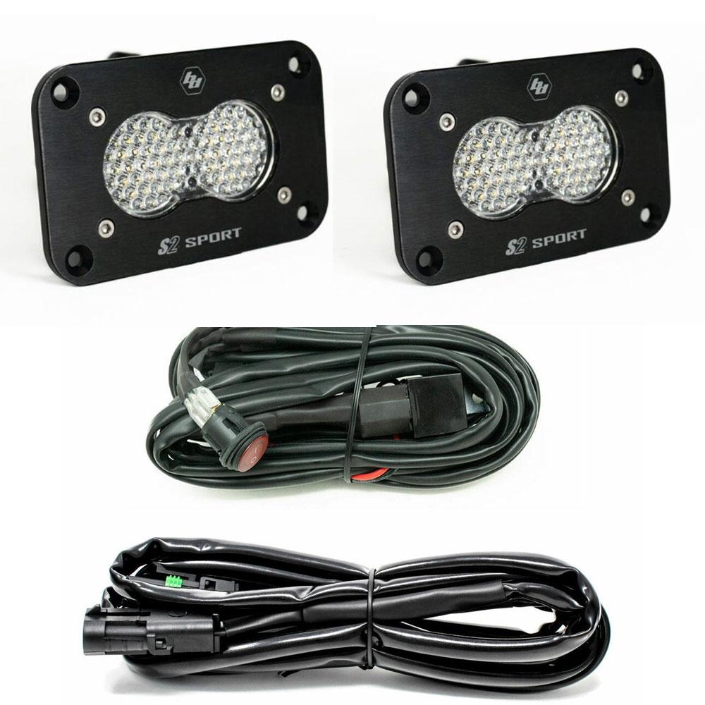 Baja Designs LED Work Light Clear Lens Flush Mount Kit S2 Sport