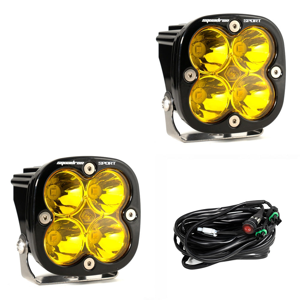 Baja Designs LED Light Pods Amber Lens Pair Squadron Sport