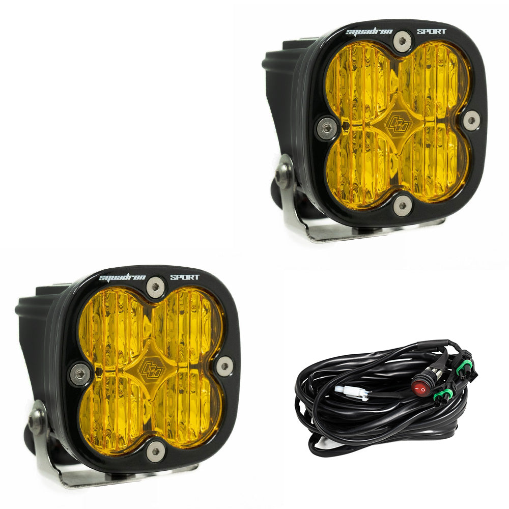 Baja Designs LED Light Pods Amber Lens Pair Squadron Sport