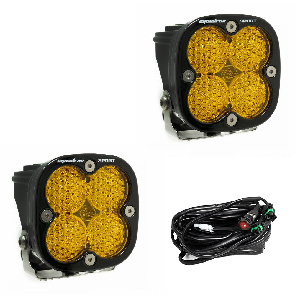 Baja Designs LED Light Pods Amber Lens Pair Squadron Sport