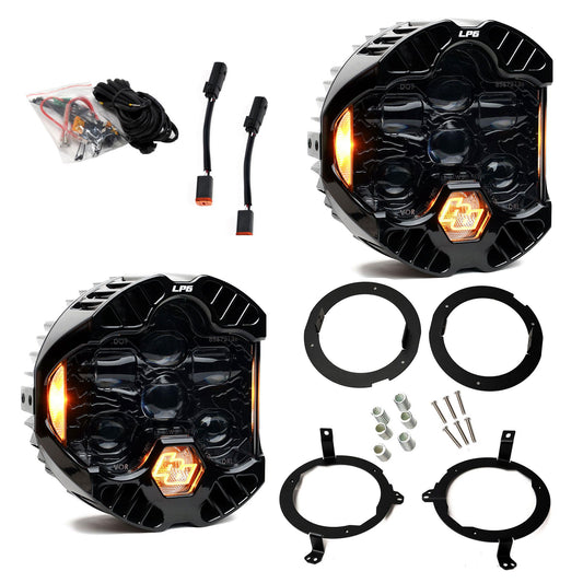 Baja Designs DOT LP6 LED Headlight Kit Jeep 2018-2025 Wrangler JL 2020-2025 Gladiator JT w/Halogen Headlights