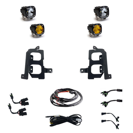 Baja Designs GMC 2500/3500 (20-On) Clear Spot/Amber W/C Fog Pocket Kit