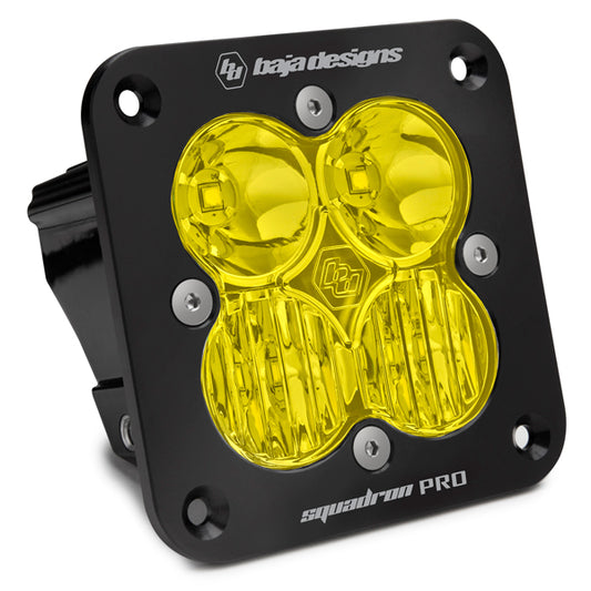 Baja Designs Flush Mount LED Light Pod Black Amber Lens Squadron Pro