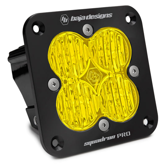 Baja Designs Flush Mount LED Light Pod Black Amber Lens Squadron Pro
